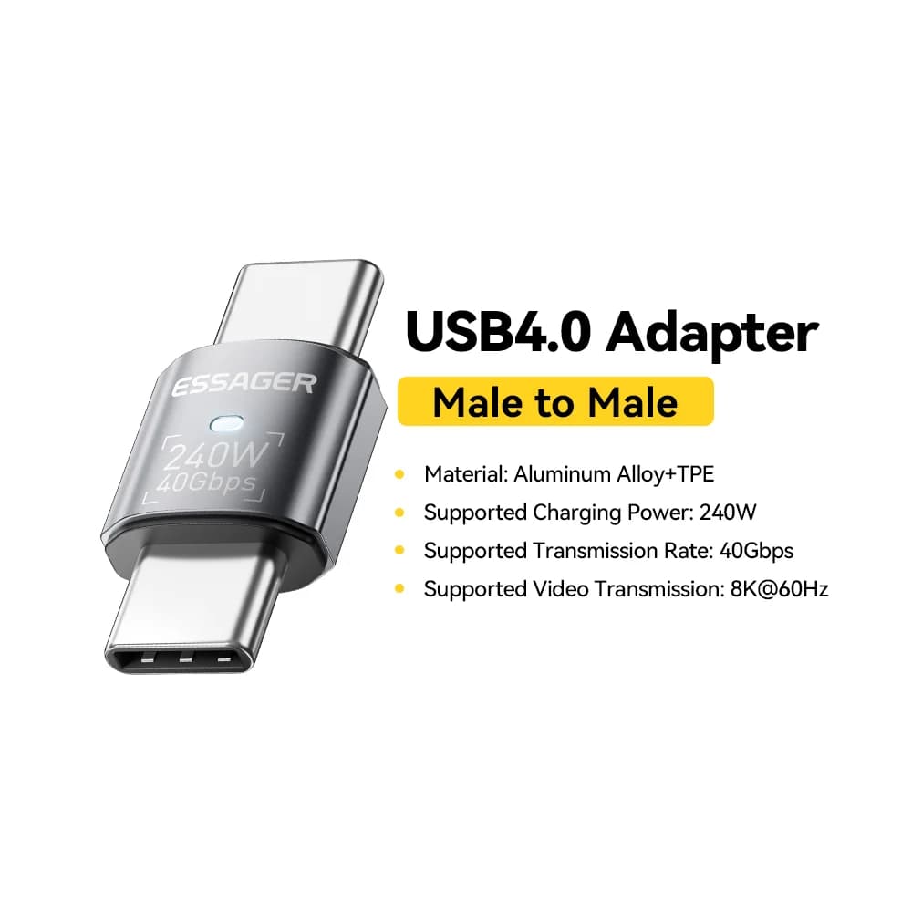 USB4.0 240W 90-graders OTG dataadapter 8K