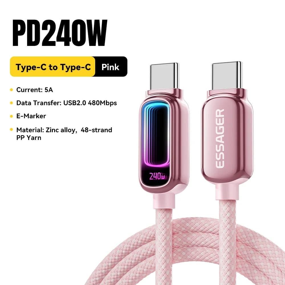 240W USB-C til USB-C kabel med 100W PD 3.1 understøttelse