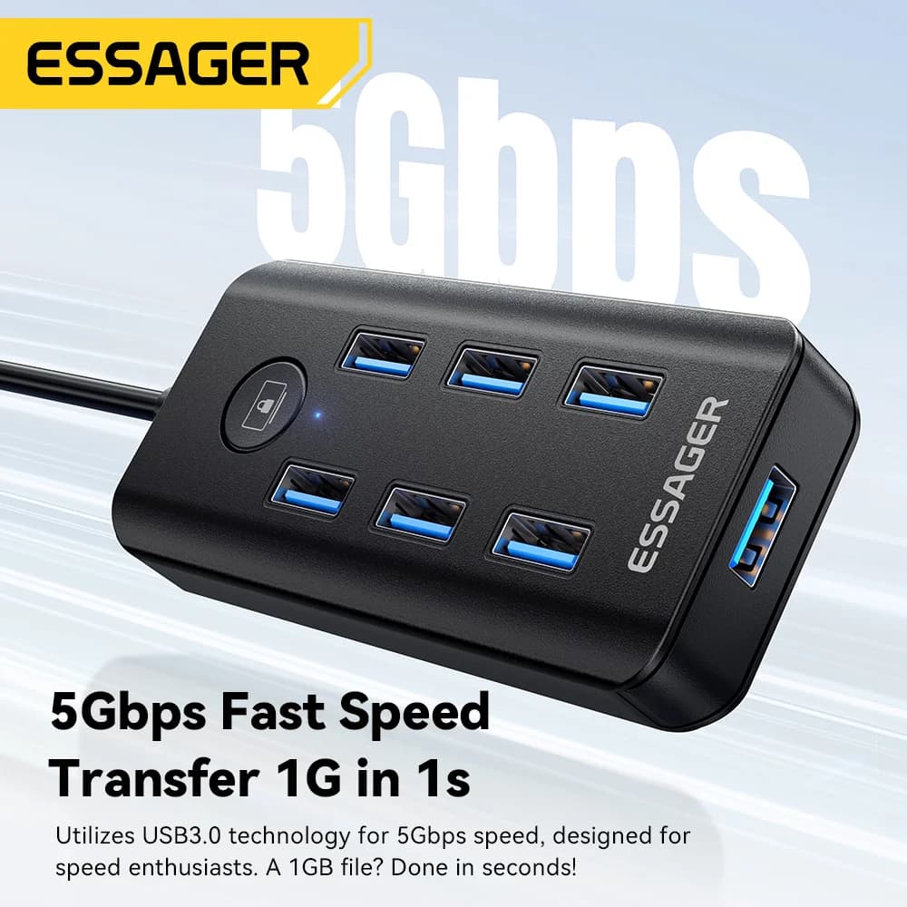 7-i-1 USB 3.0 hub med OTG adapter