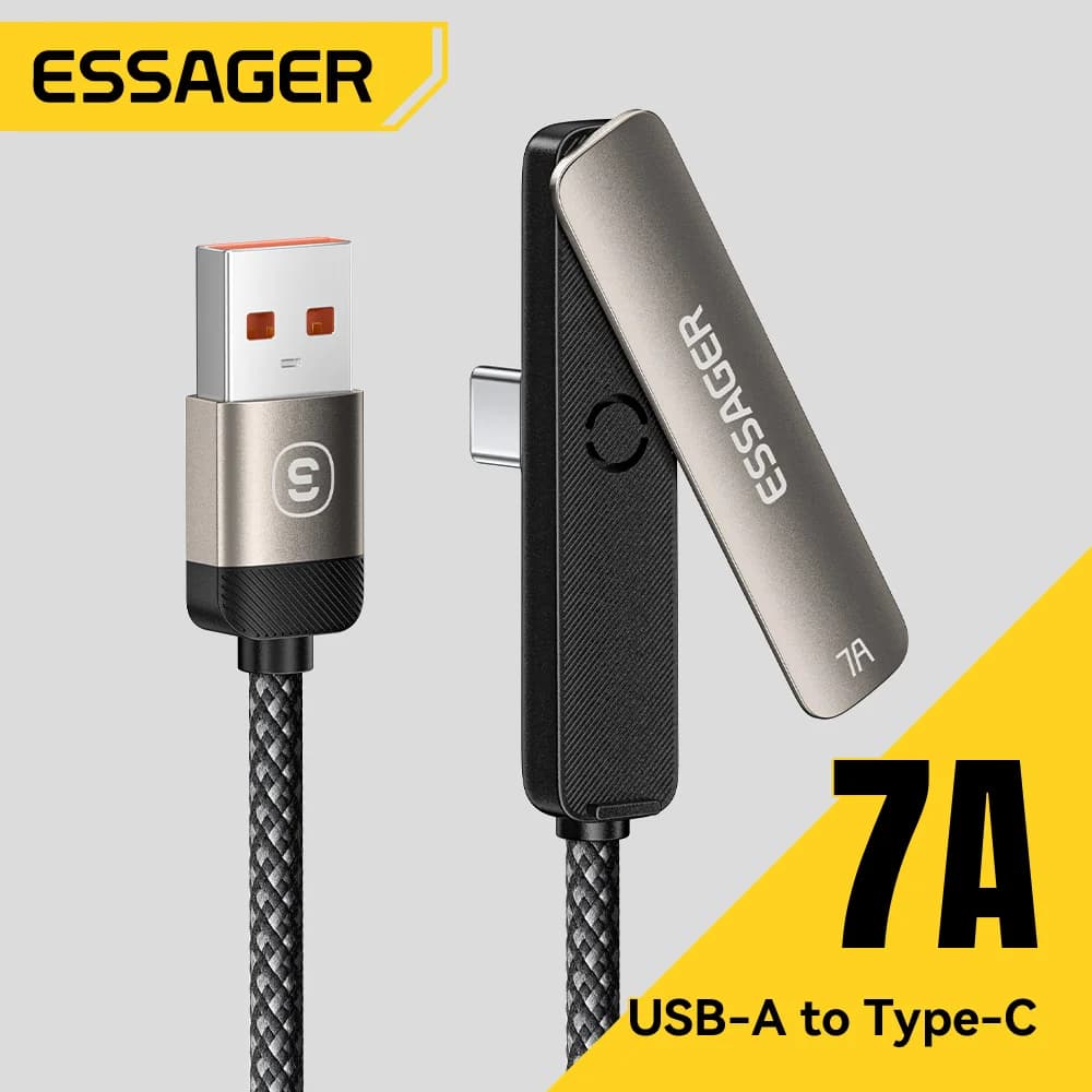 2-i-1 albue 7A USB-C kabel med telefonstativ