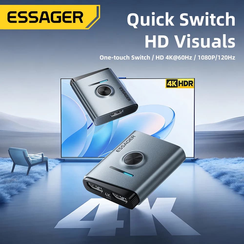 4K 60Hz HDMI-switcher 2-i-1 splitter adapter