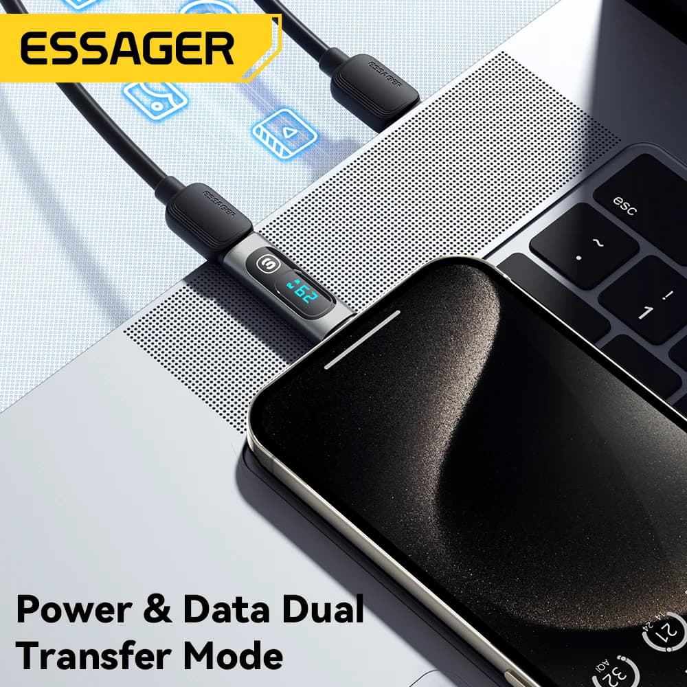 USB-C til USB-C OTG-adapter med digital display