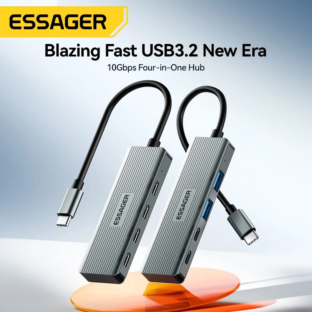 4-i-1 USB-C til USB 3.2 hub-adapter