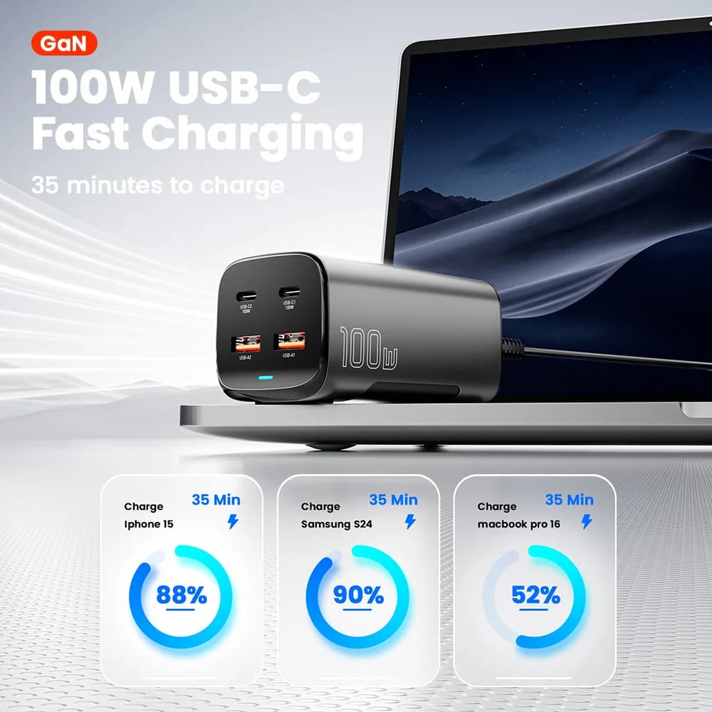 67W GaN USB-C Desktop Hurtiglader