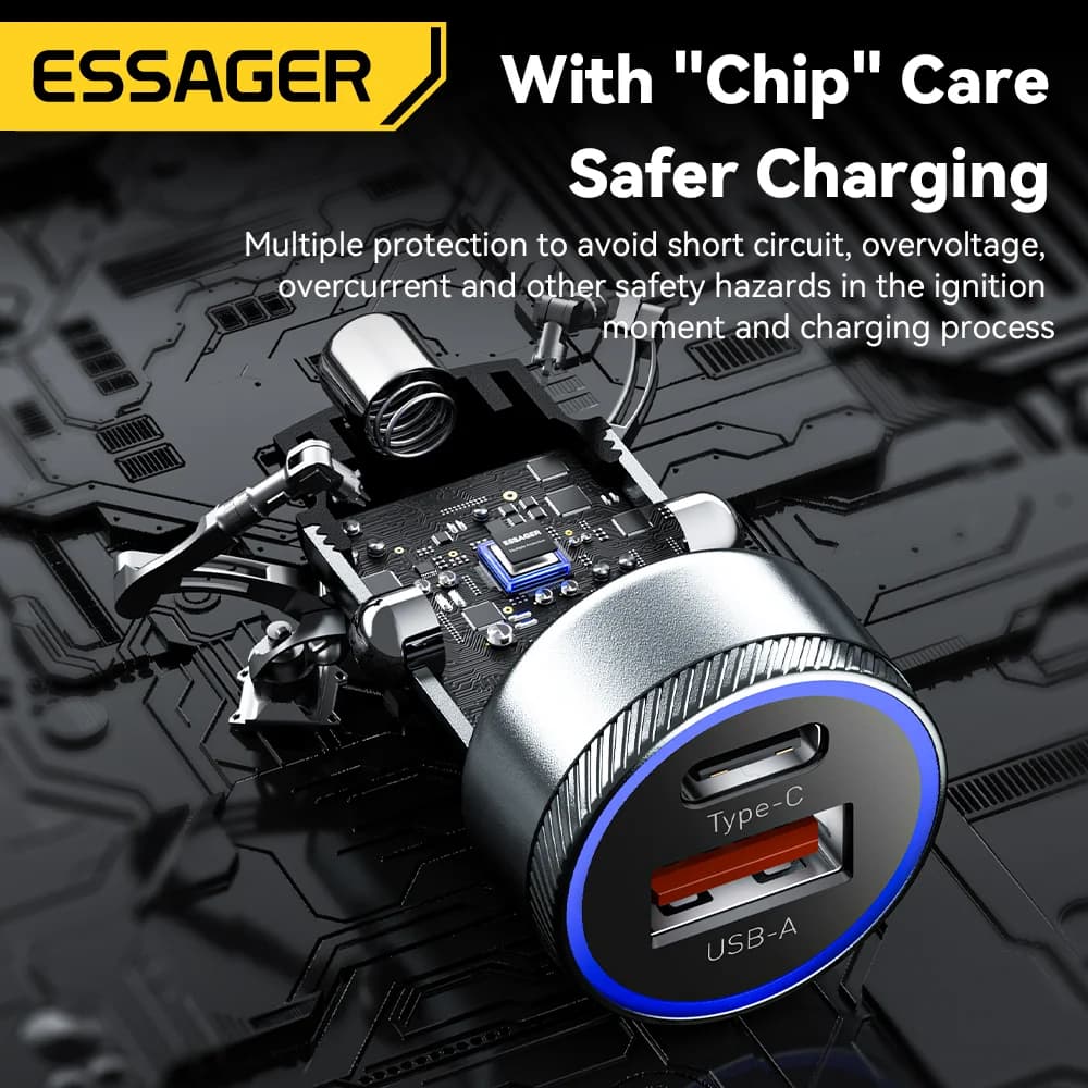 54W USB-C Biloplader, 5A Hurtig Opladning