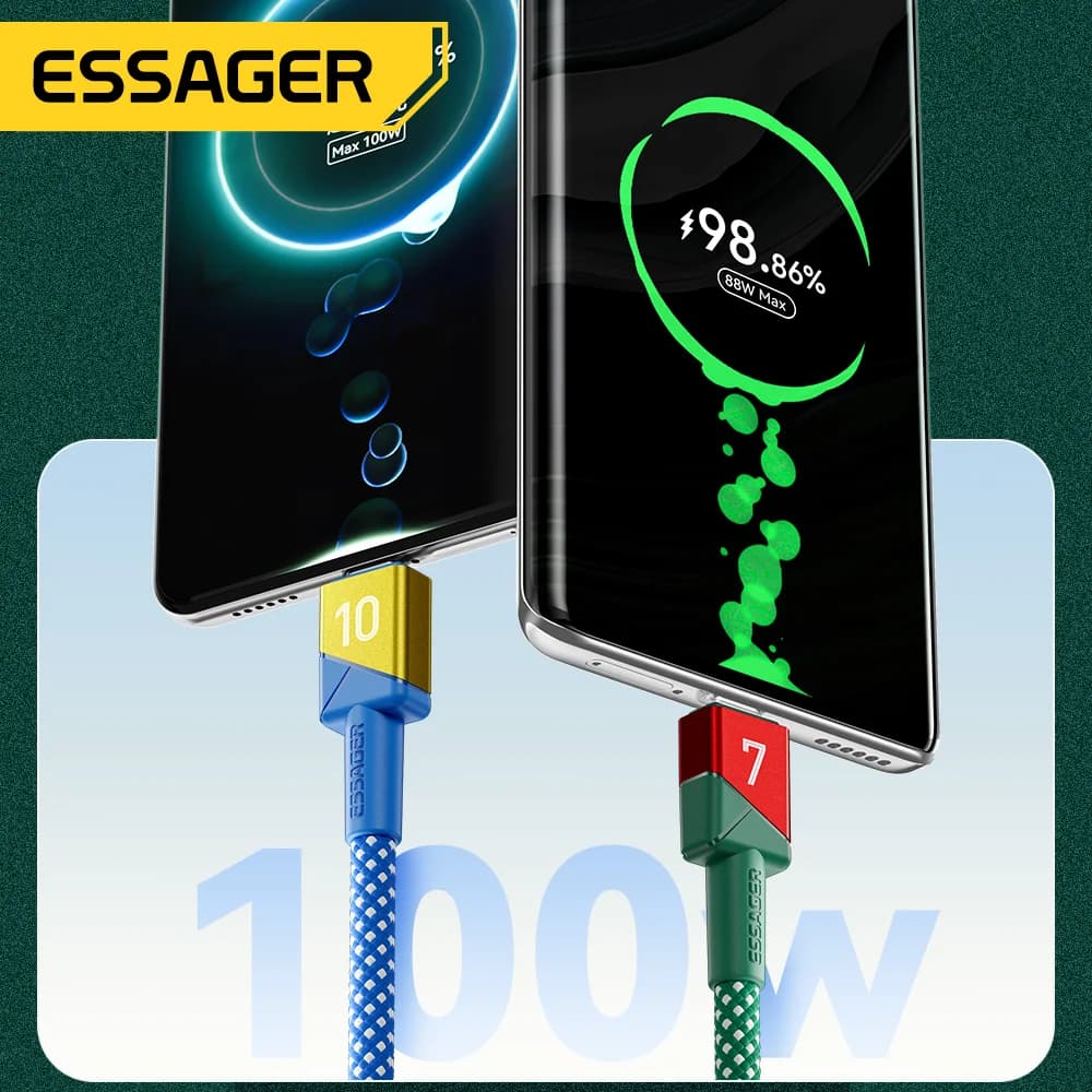 100W 7A USB-C superhurtig opladningskabel holdfarver