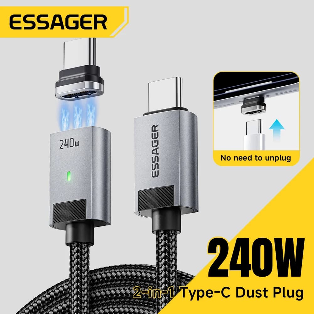 240W Magnetisk USB-C til USB-C Opladningskabel