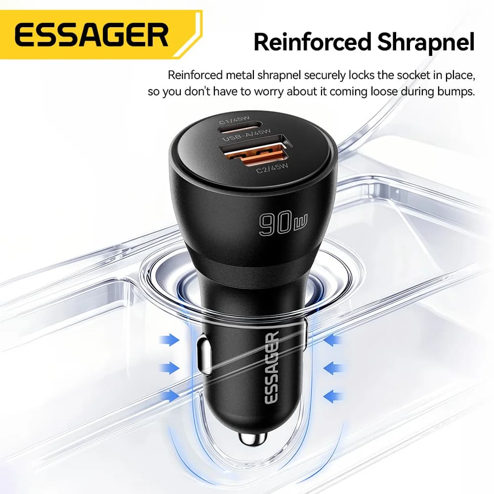 90W USB Type-C PD hurtiglader til bil