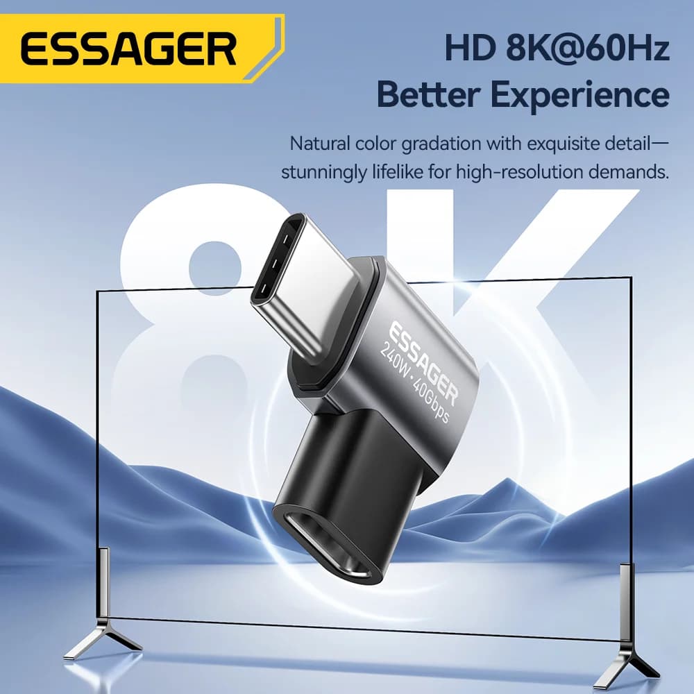 USB4.0 240W 90-graders OTG dataadapter 8K