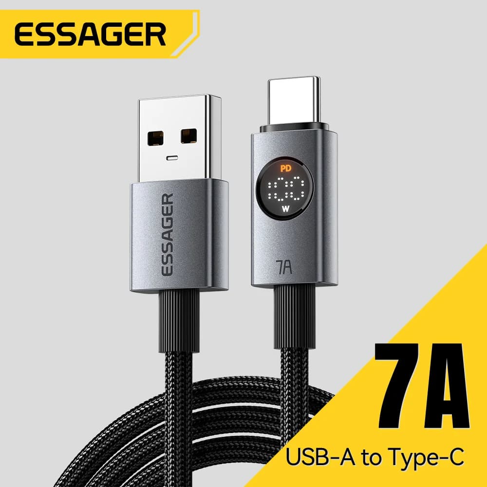 7A 100W USB-C kabel med digitalt display