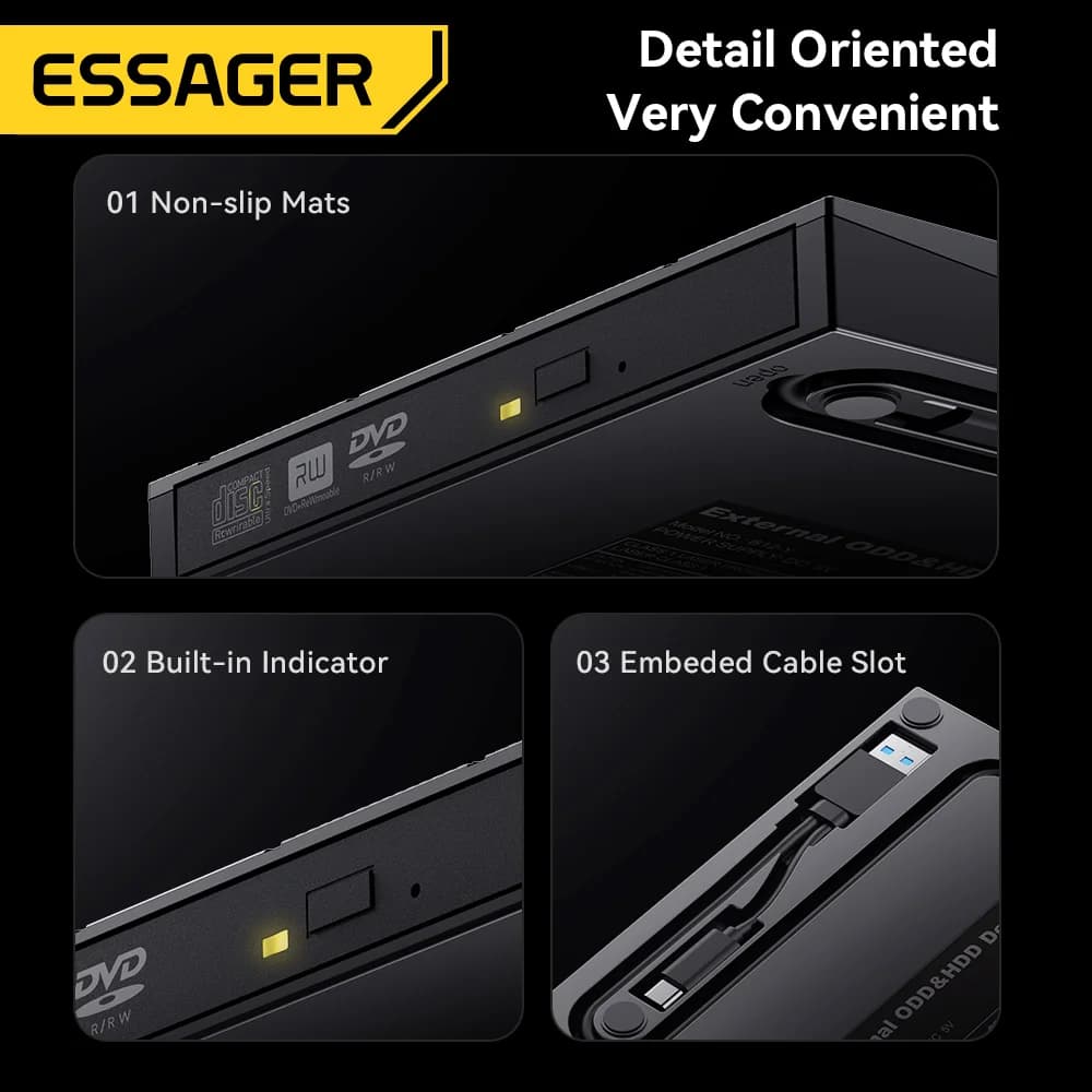2-i-1 ekstern USB CD/DVD brænder optisk drev