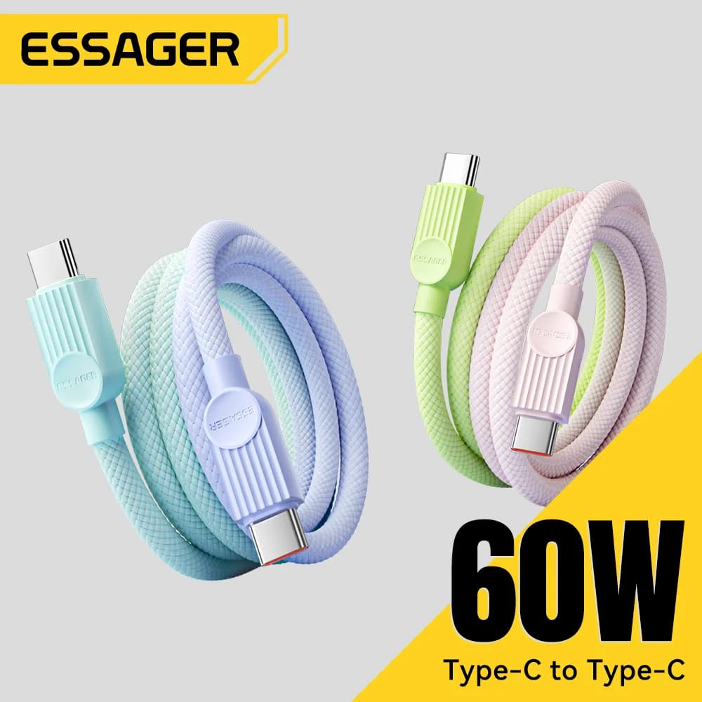 60W farvet USB-C til USB-C lynopladningskabel