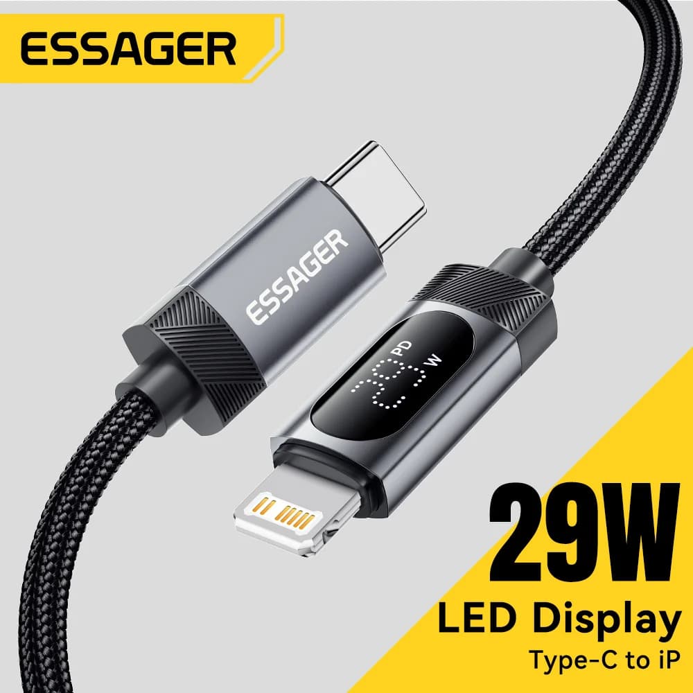 Digital Display USB-C til Lightning Kabel, 29W PD