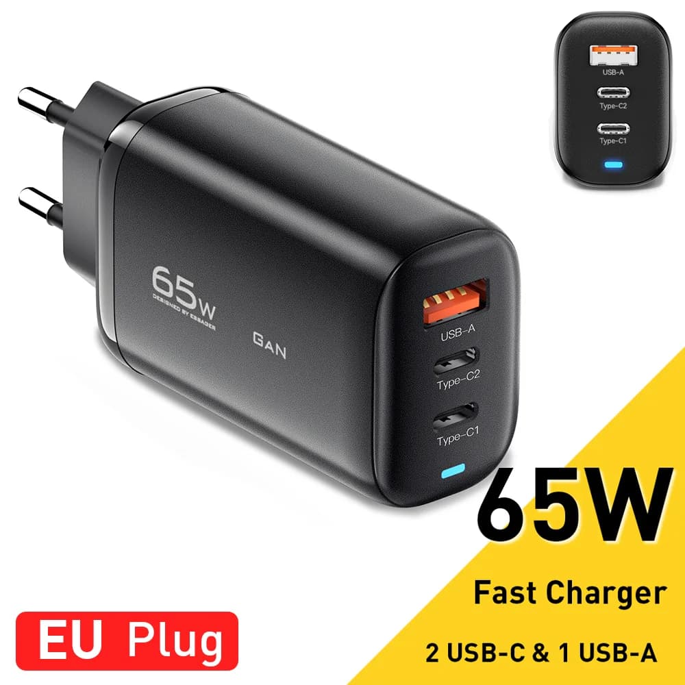65W GaN USB-C laptopoplader, PPS