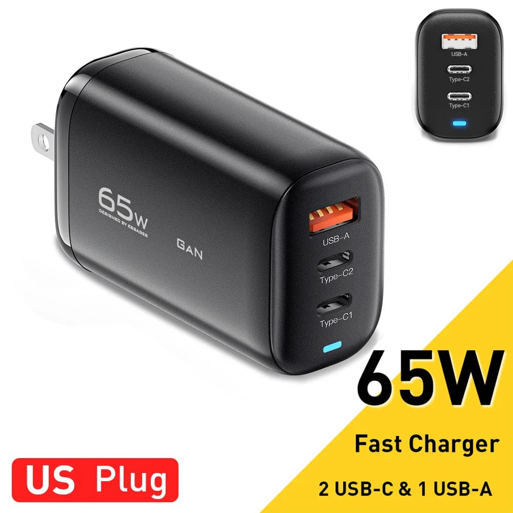 65W GaN USB-C laptopoplader, PPS