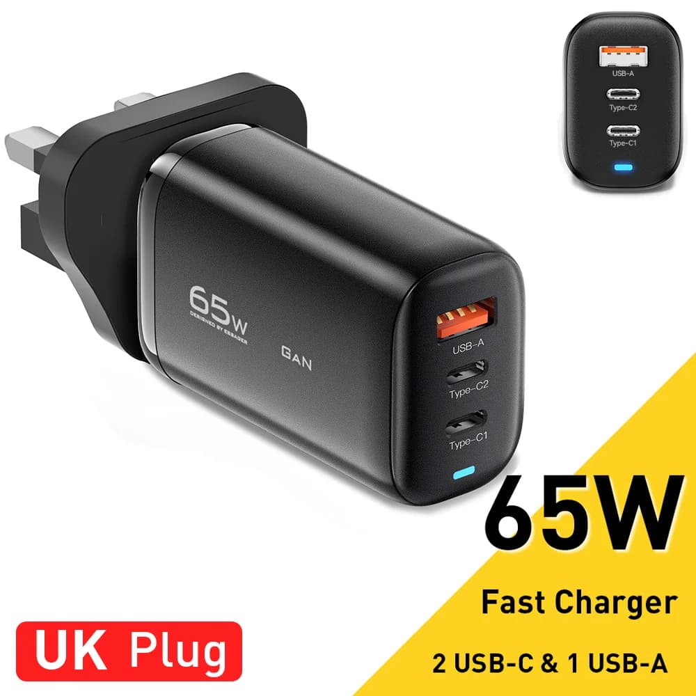65W GaN USB-C laptopoplader, PPS