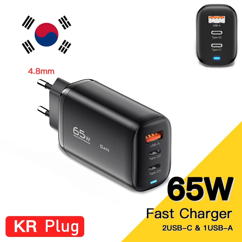 65W GaN USB-C laptopoplader, PPS