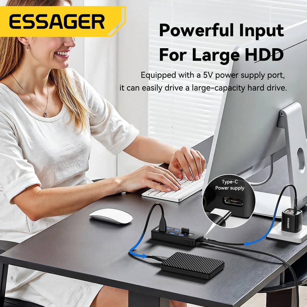 7-i-1 USB 3.0 hub med OTG adapter