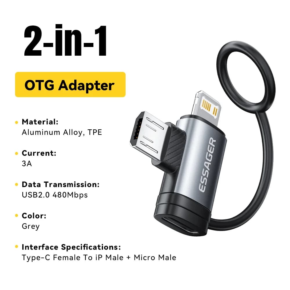 2-i-1 Lightning og Micro USB-adapter