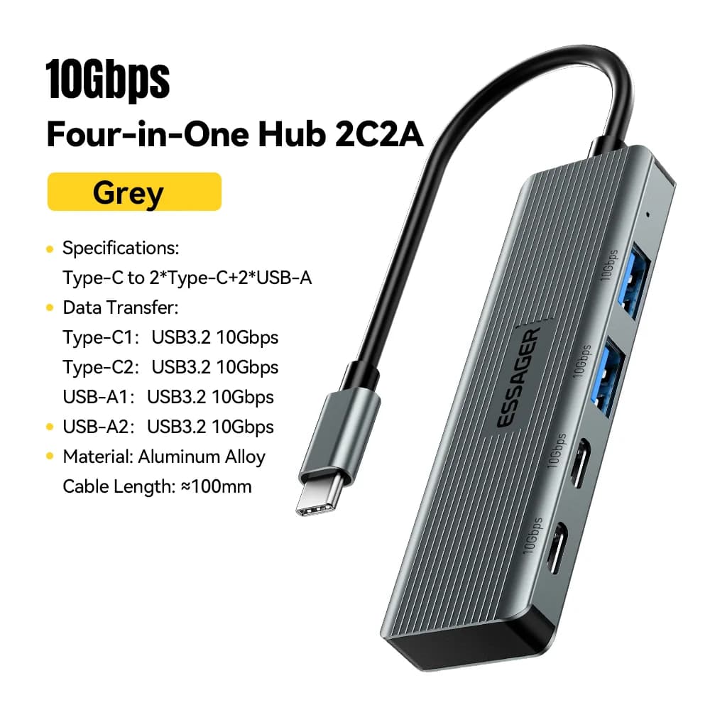 4-i-1 USB-C til USB 3.2 hub-adapter