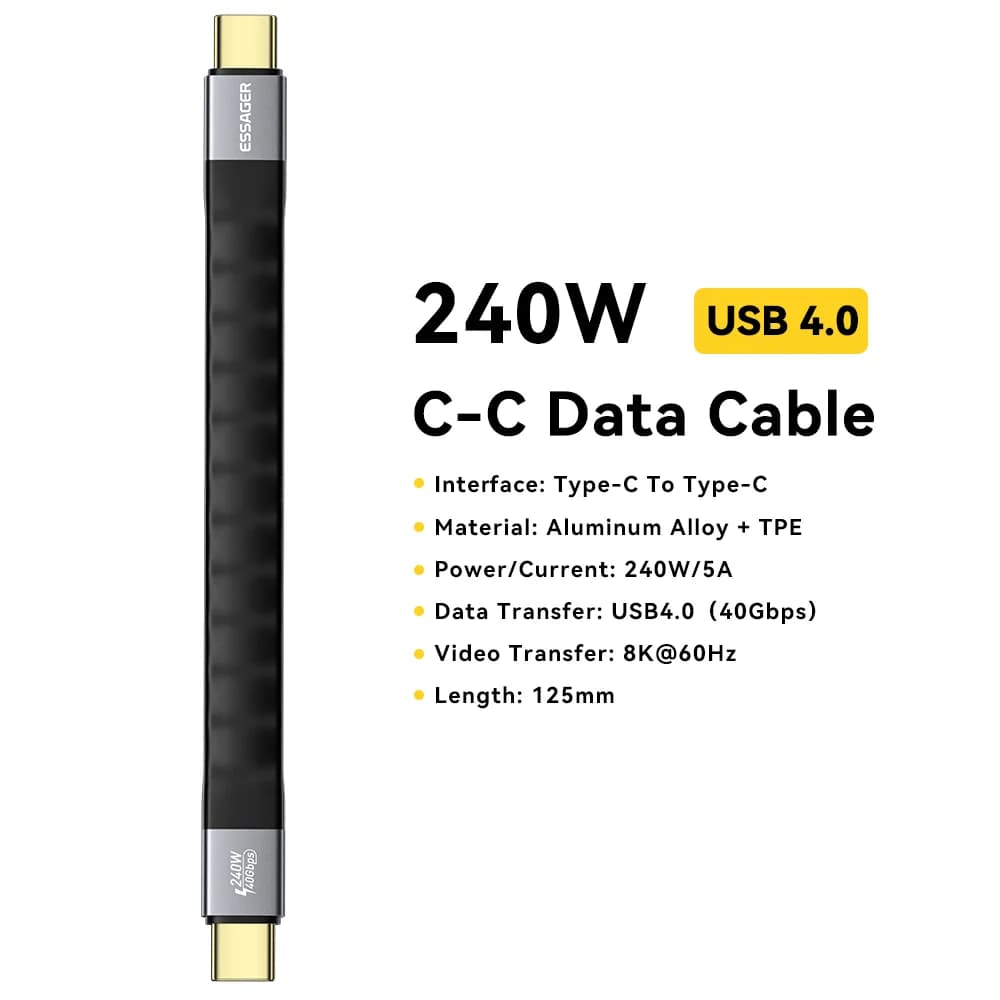 USB 4.0 Type-C Kabel, 240W PD, 8K Video