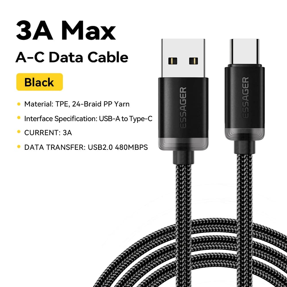 3A USB-A til USB-C Hurtigladnings- og datakabel