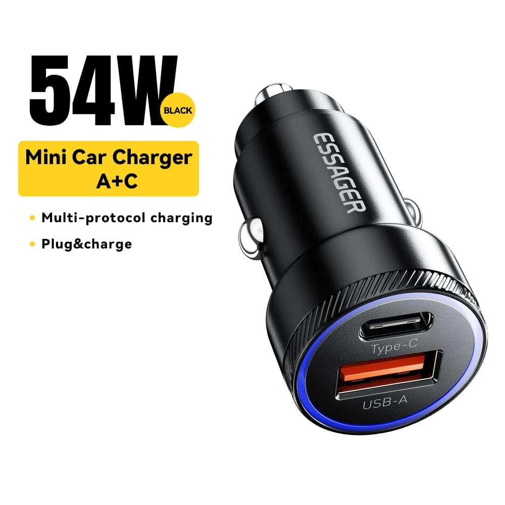 54W USB-C Biloplader, 5A Hurtig Opladning