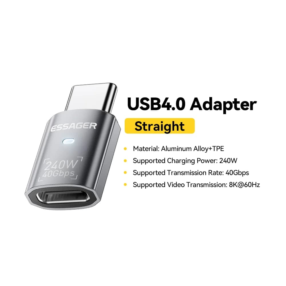 USB4.0 240W 90-graders OTG dataadapter 8K
