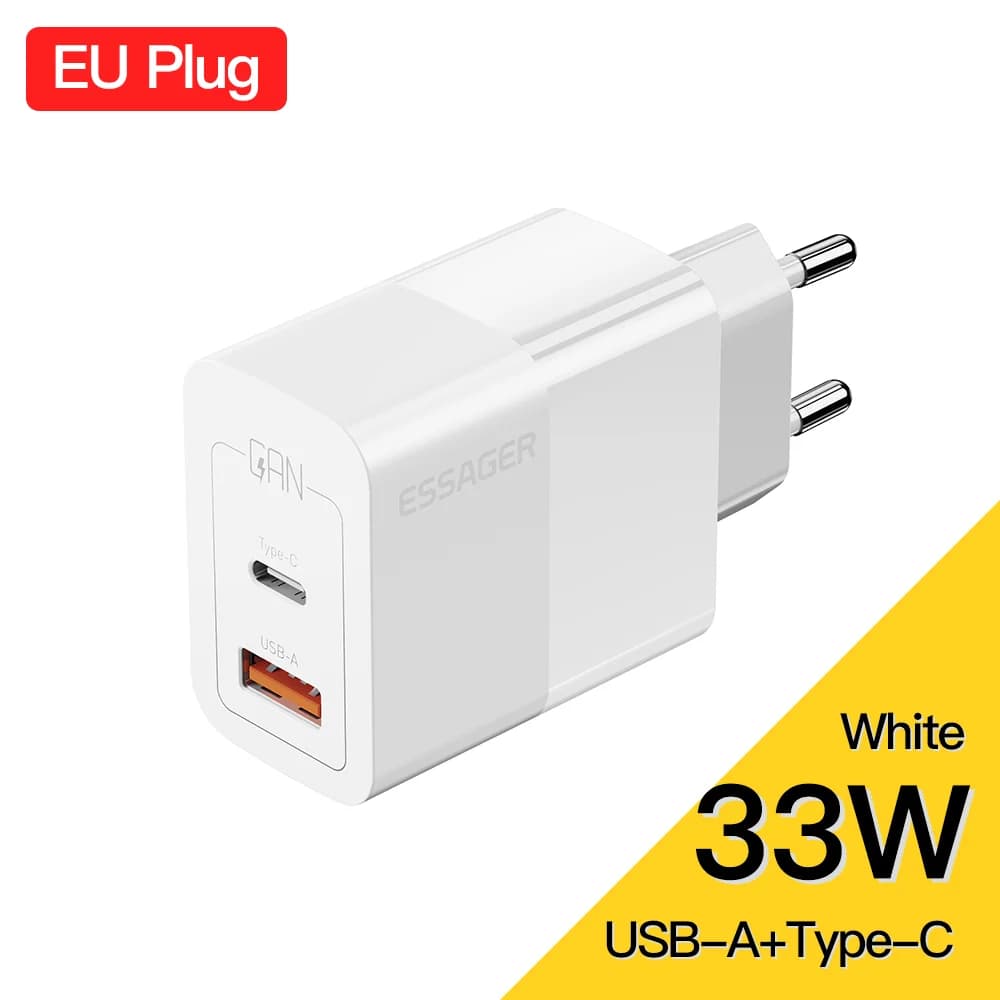 30W Dobbeltport USB-C Vægoplader med QC 3.0
