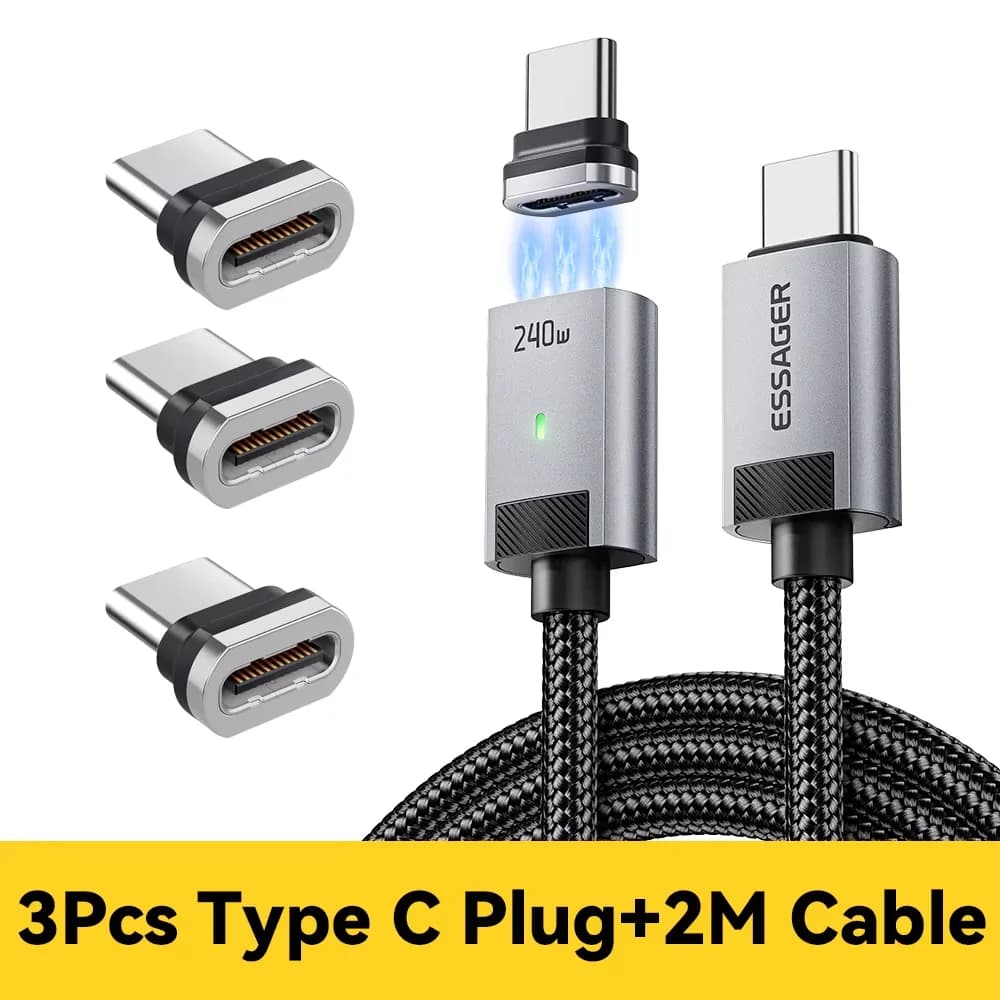 240W Magnetisk USB-C til USB-C Opladningskabel