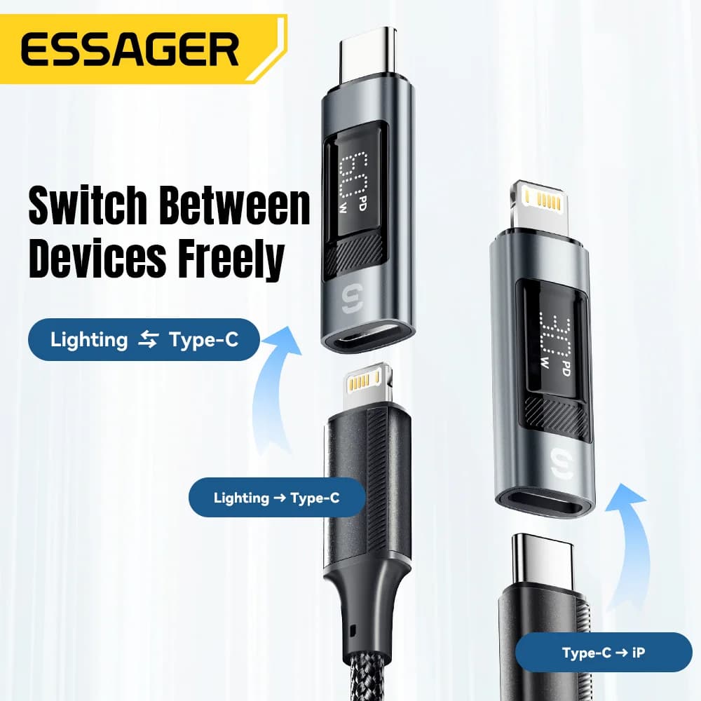 Lightning til USB-C OTG-adapter med digitalt display