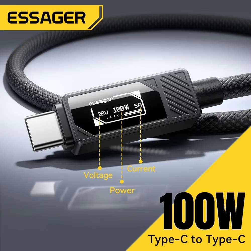 100W USB-C kabel med digital display PD-opladning