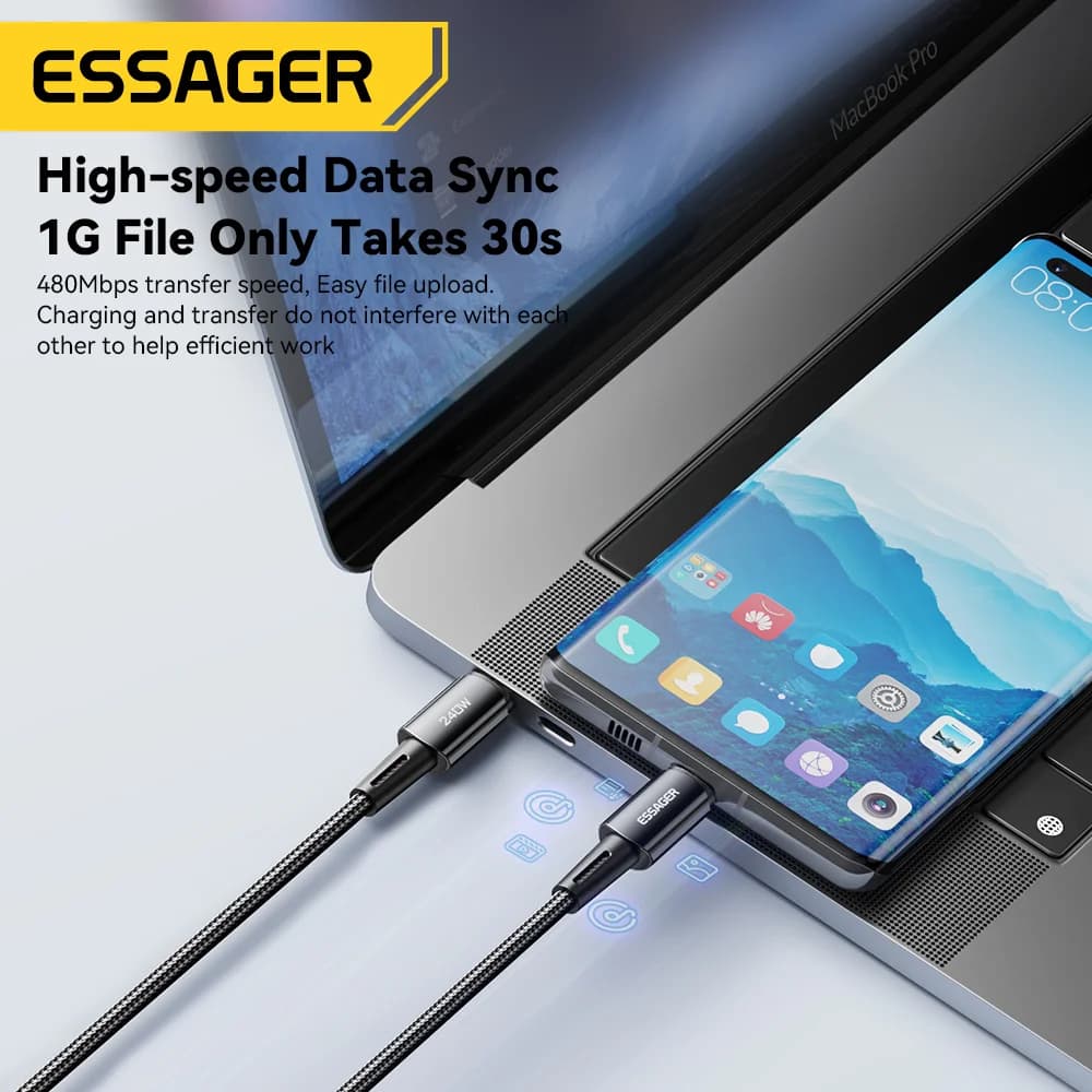 240W Super Hurtig Opladning USB-C Datakabel 6A