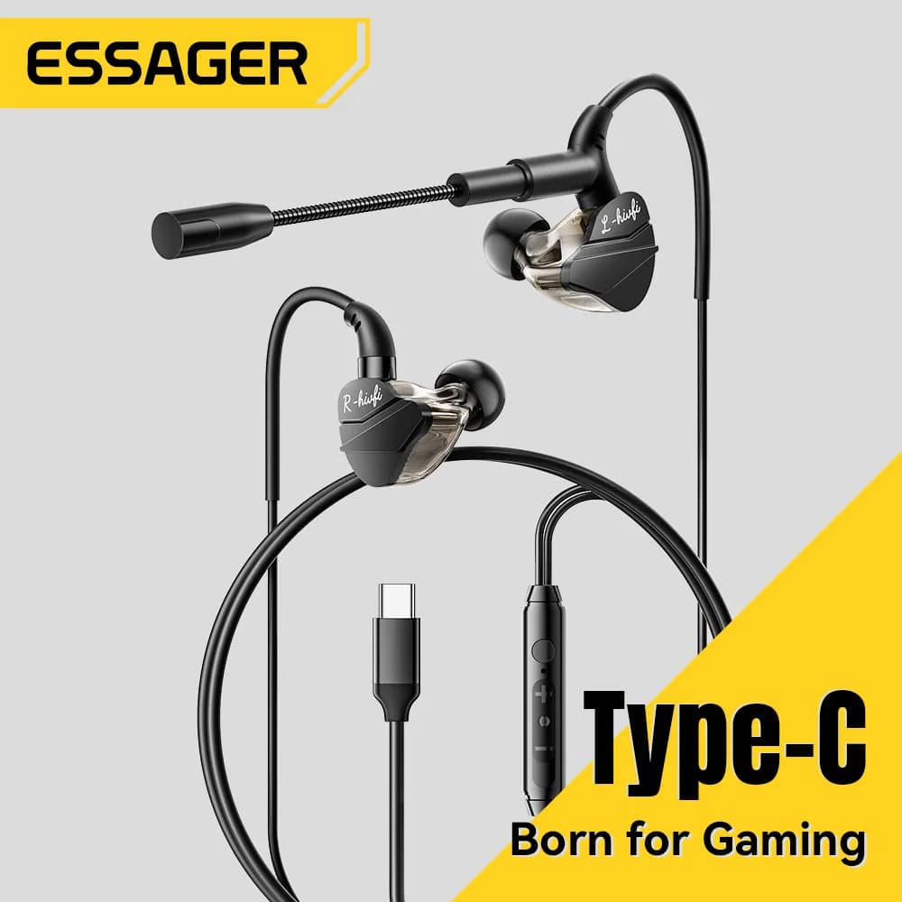 Kablede gaming-ørebætter med mikrofon USB-C/3.5mm