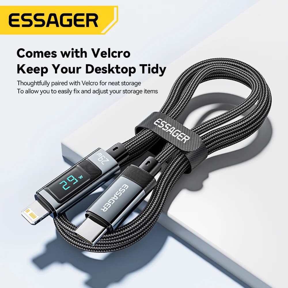 USB-C til Lightning PD Hurtigladningskabel med Display