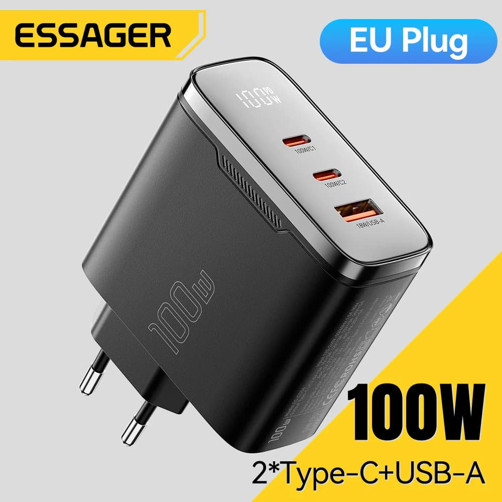 100W GaN USB-C lader med digitalt display