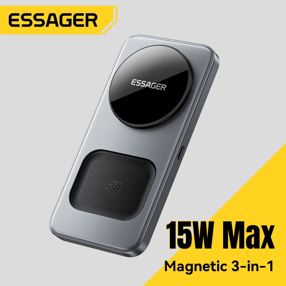 15W 3-i-1 foldbar magnetisk trådløs ladestation
