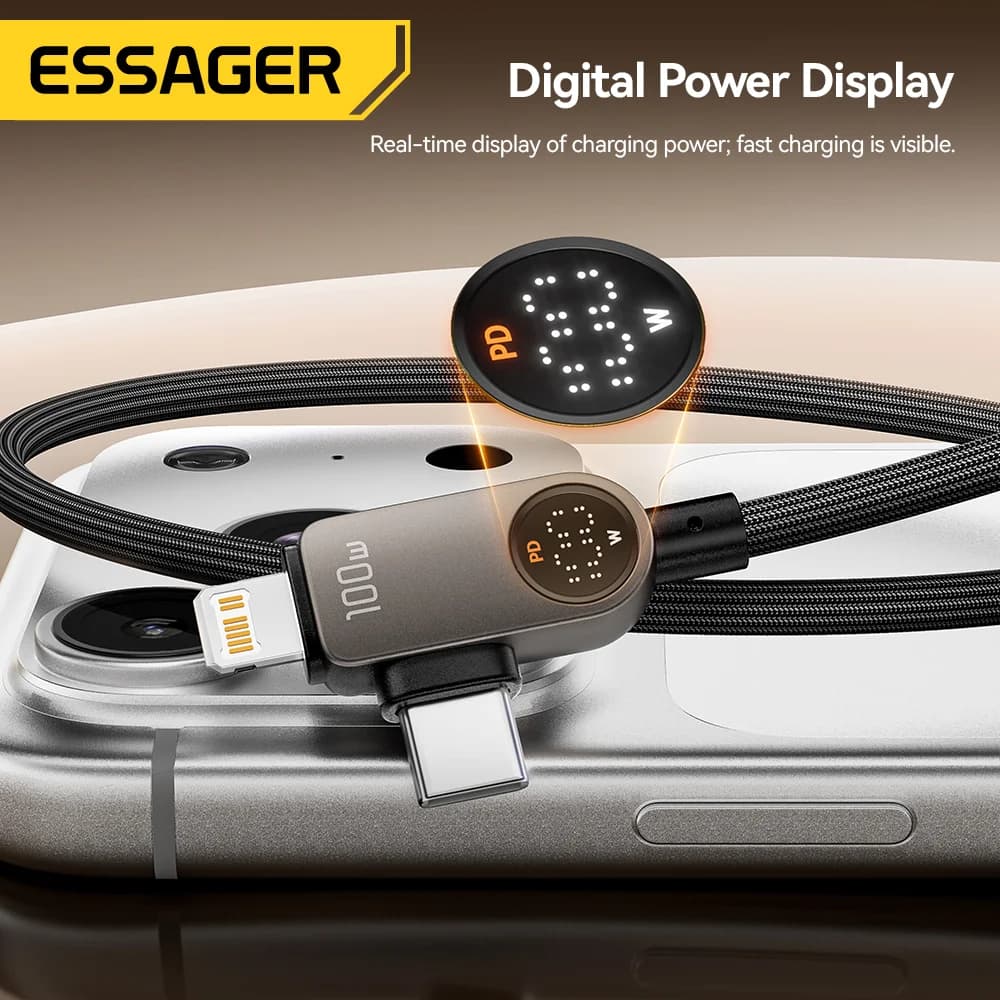 2-i-1 USB-C til Lightning Kabel, 100W PD