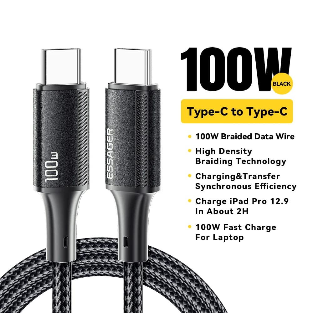 100W PD Hurtigladning USB-C til USB-C Kabel