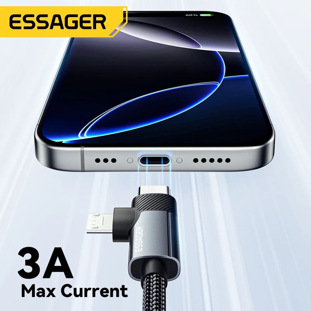 2-i-1 65W PD hurtigopladningskabel Type-C/USB-A til Micro
