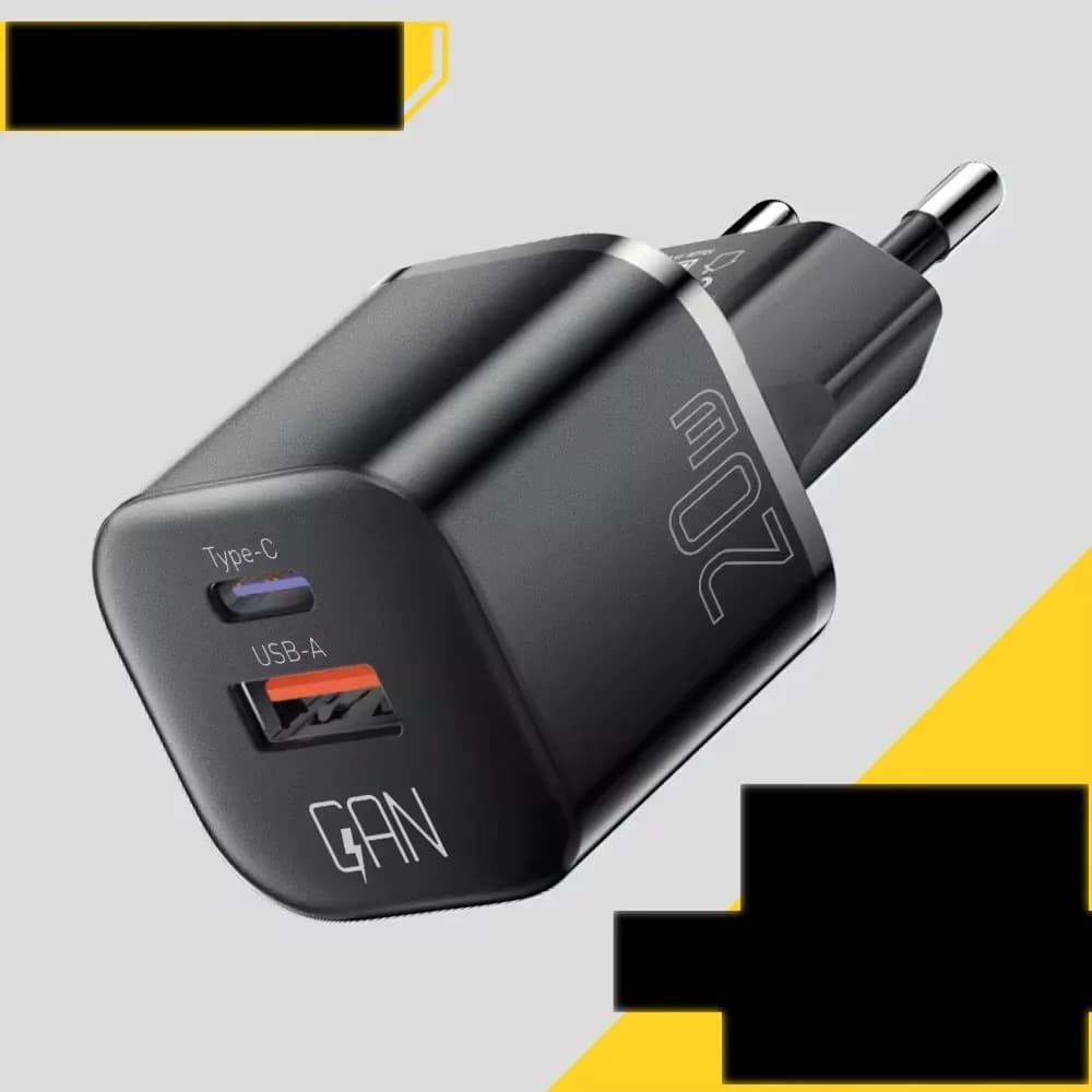 20W GaN USB-C PD væglader til hurtigopladning