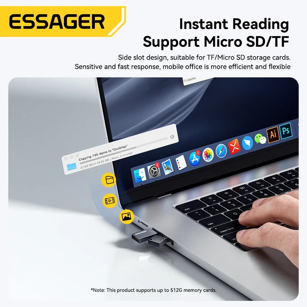 2-i-1 USB-C og USB 2.0 kortlæser