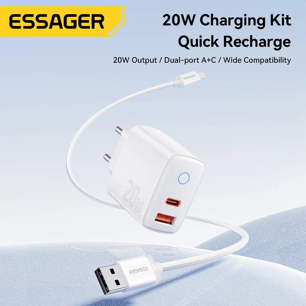 20W USB-C PD Hurtigoplader Sæt