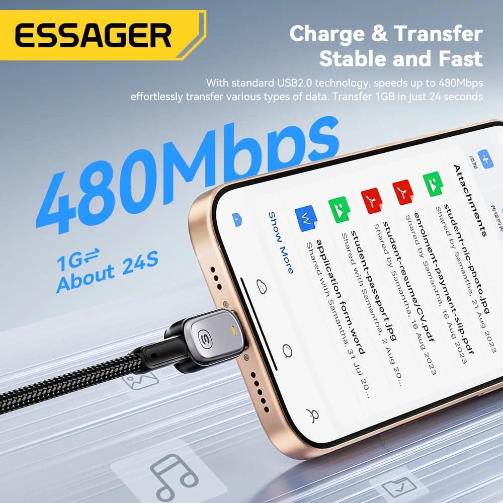 LED 100W USB-C til USB-C-kabel, 5A PD hurtigopladning