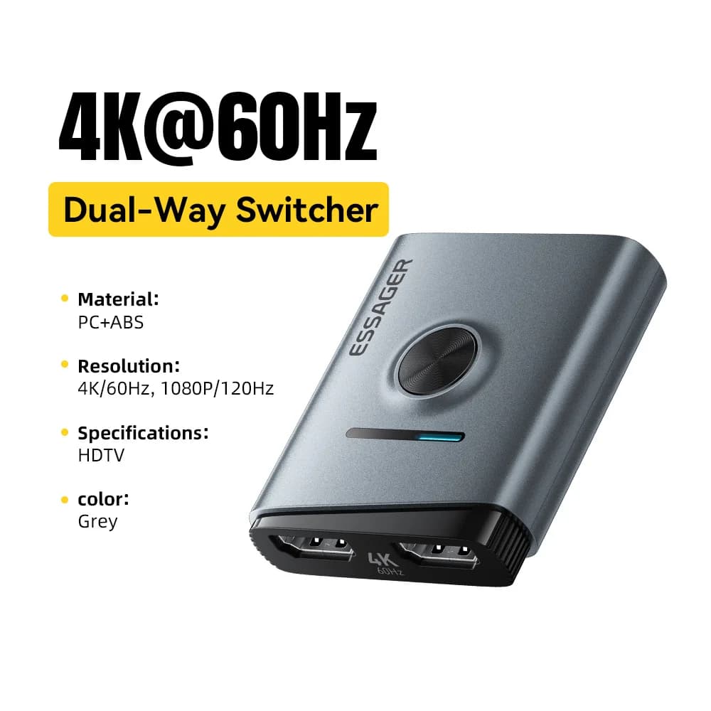 4K 60Hz HDMI-switcher 2-i-1 splitter adapter