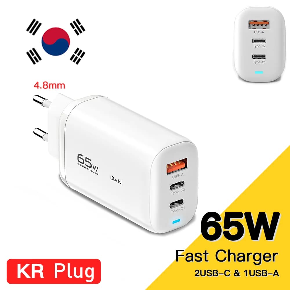 65W GaN USB-C laptopoplader, PPS