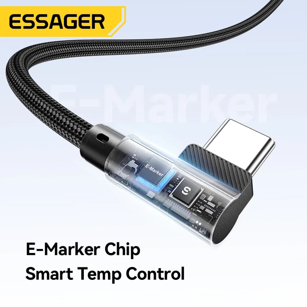 Elbow 100W USB-C til USB-C hurtigopladningskabel