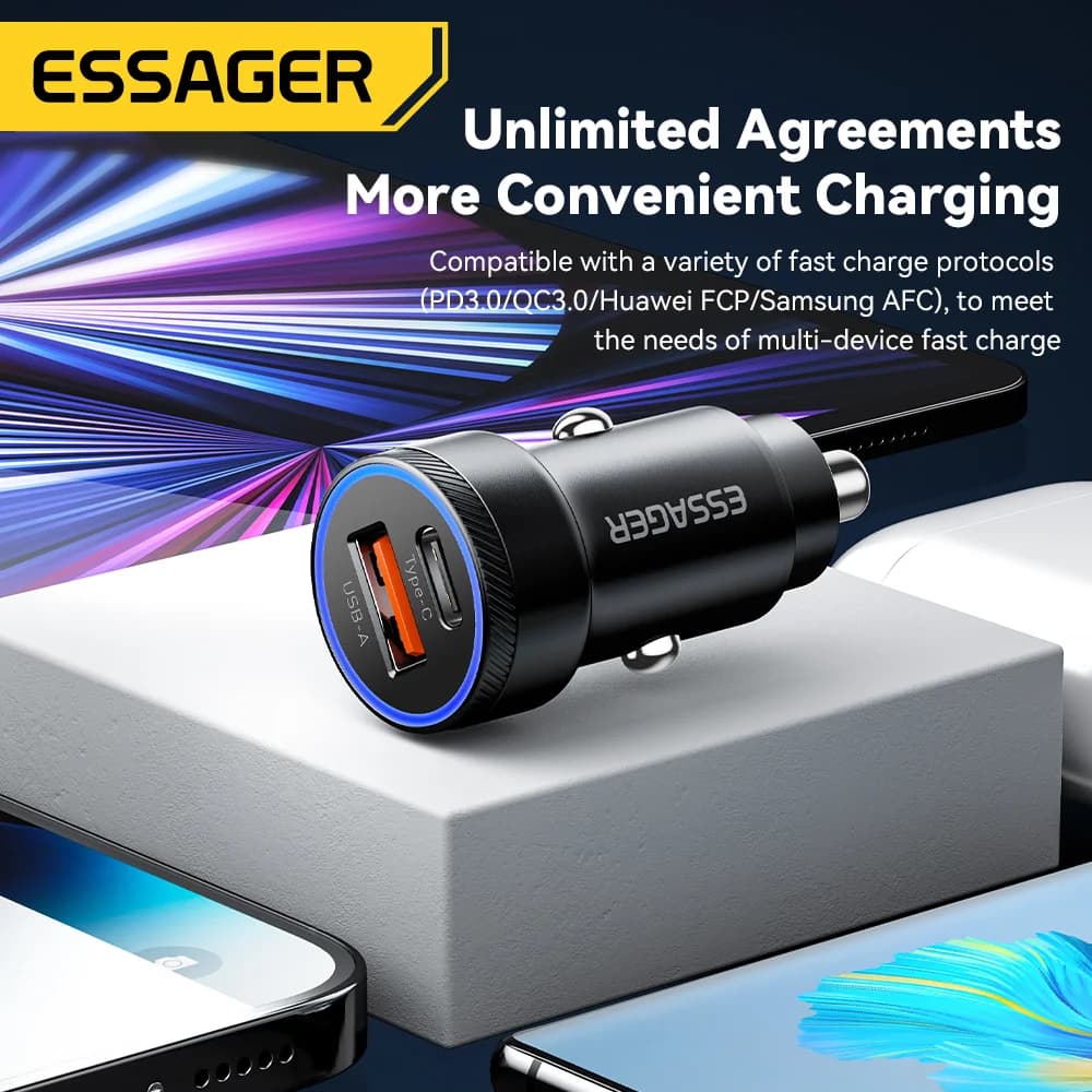 54W USB-C Biloplader, 5A Hurtig Opladning