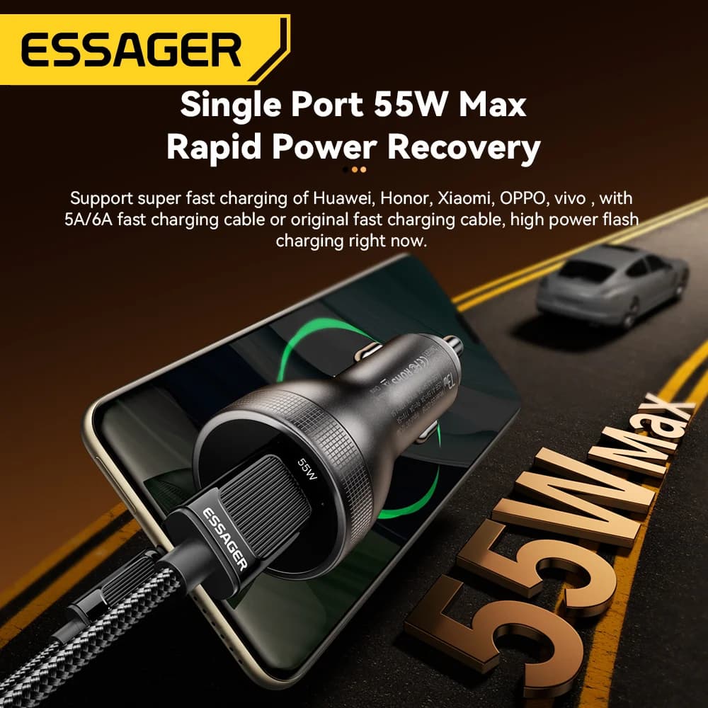 73W USB-C Biloplader med Digital Display