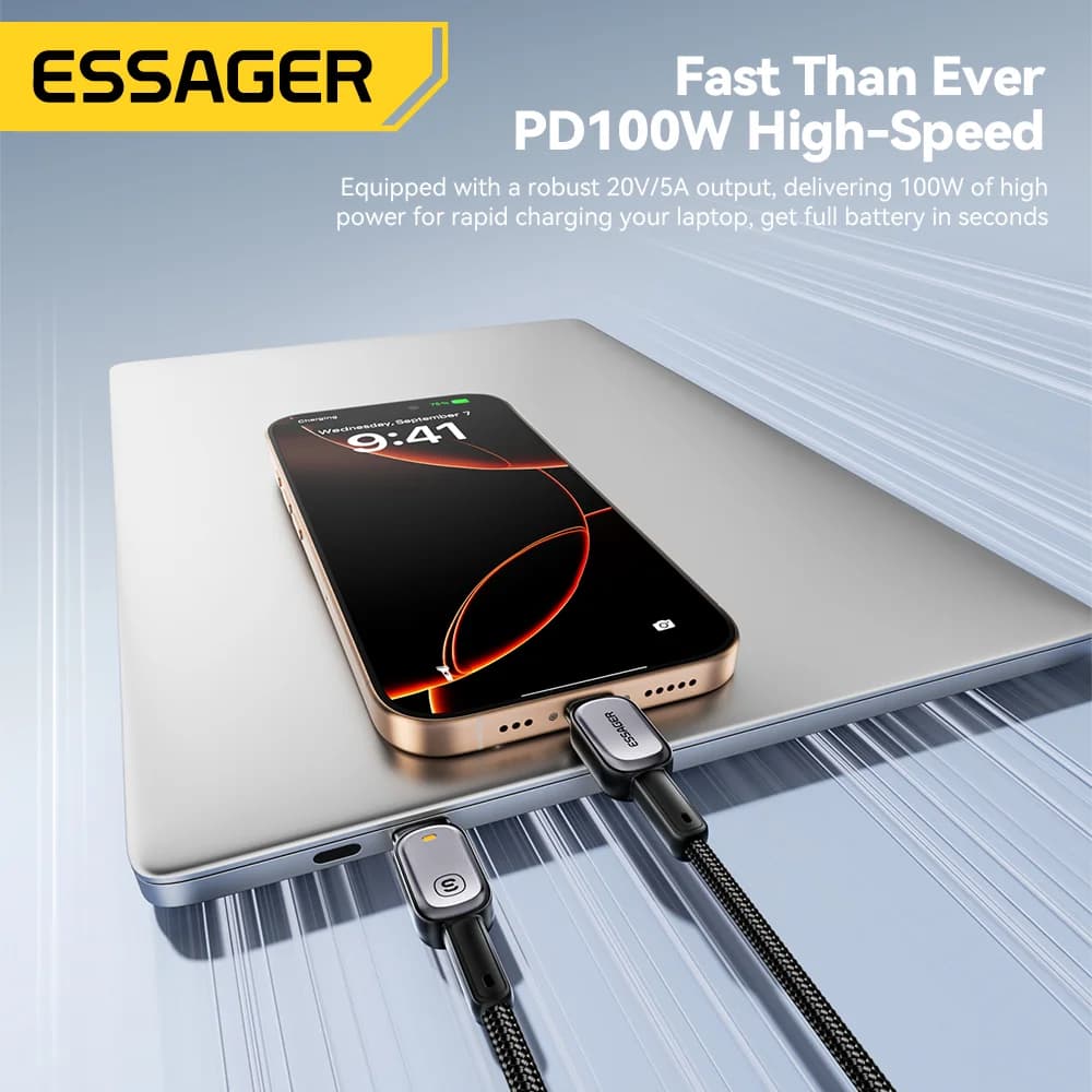 LED 100W USB-C til USB-C-kabel, 5A PD hurtigopladning